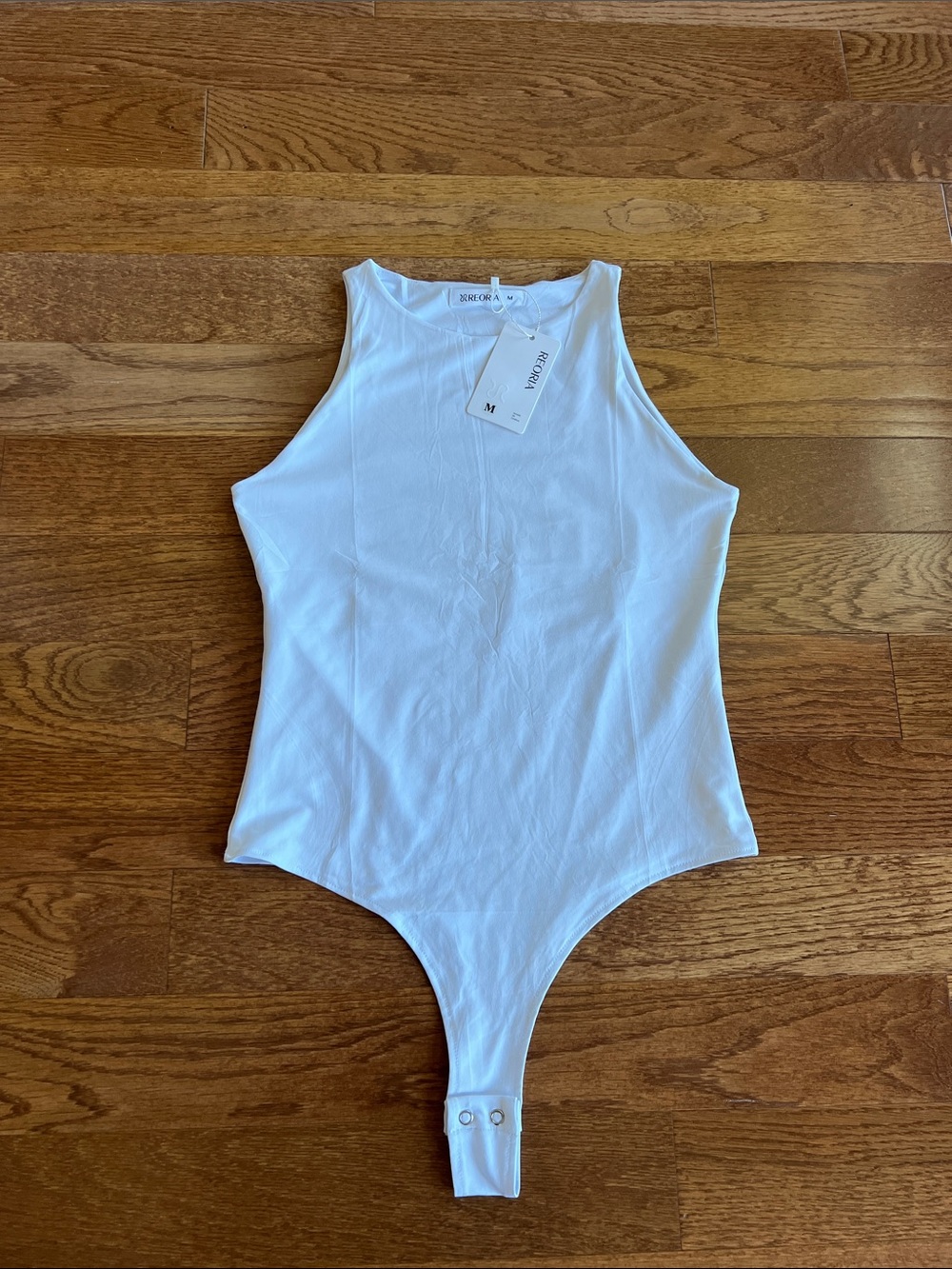ReoRia White Sleeveless lined Bodysuit